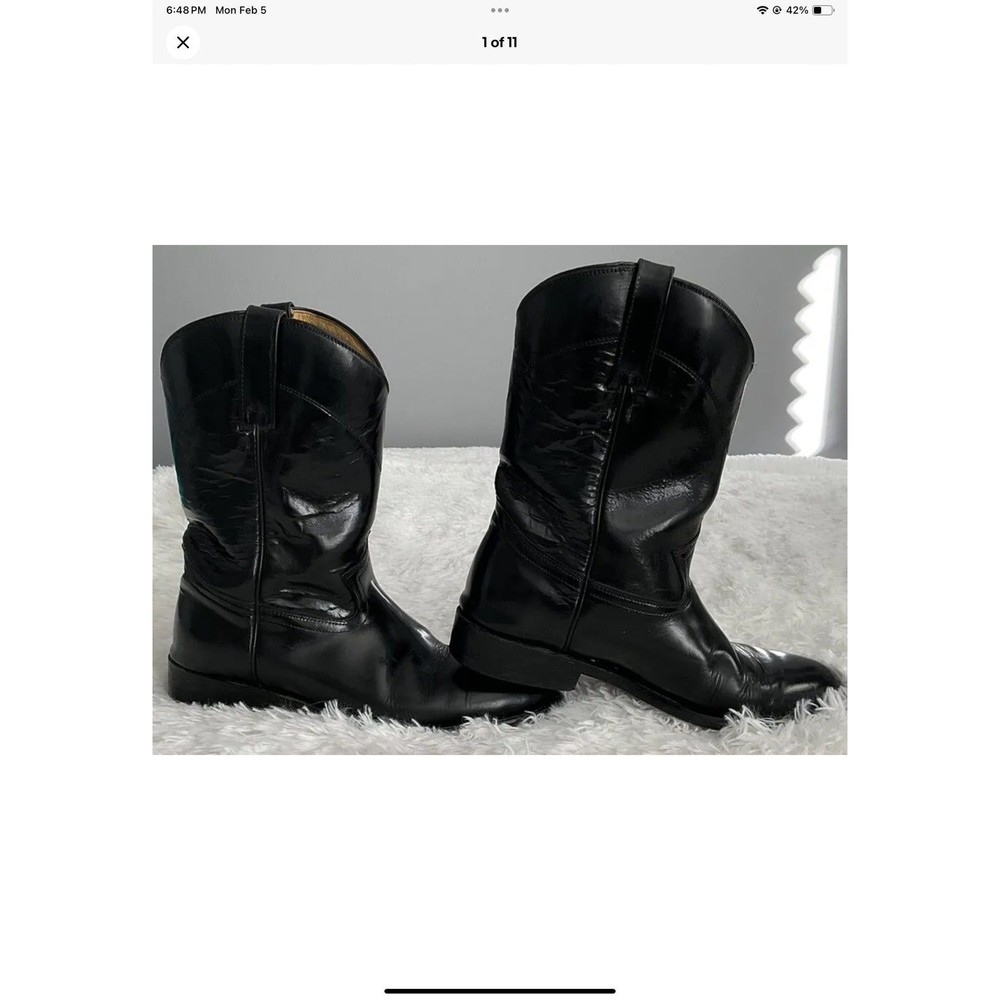 Rebelde Mens US Sz 9.5 Leather Boots Black Cowboy Western Made In Mexico Size 28